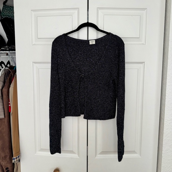 Abercrombie Black Glitter Open-Front Cardigan- Size Medium - Picture 6 of 10